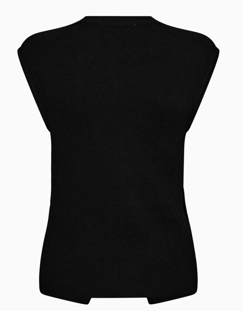 Vigga Cross-over Knit Top in Black
