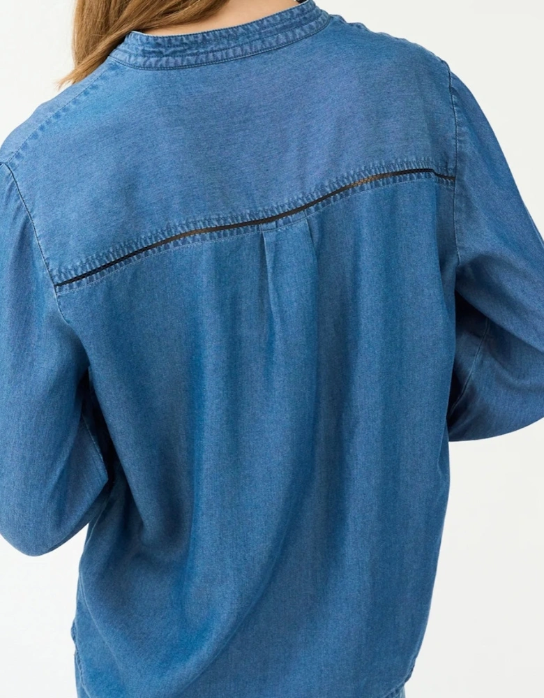 Celika Embroidered Denim Shirt - Mid Dark Denim