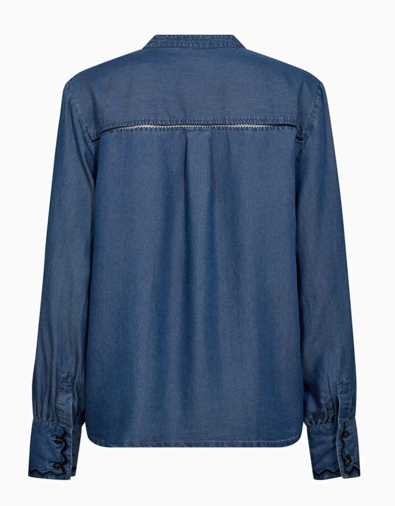 Celika Embroidered Denim Shirt - Mid Dark Denim