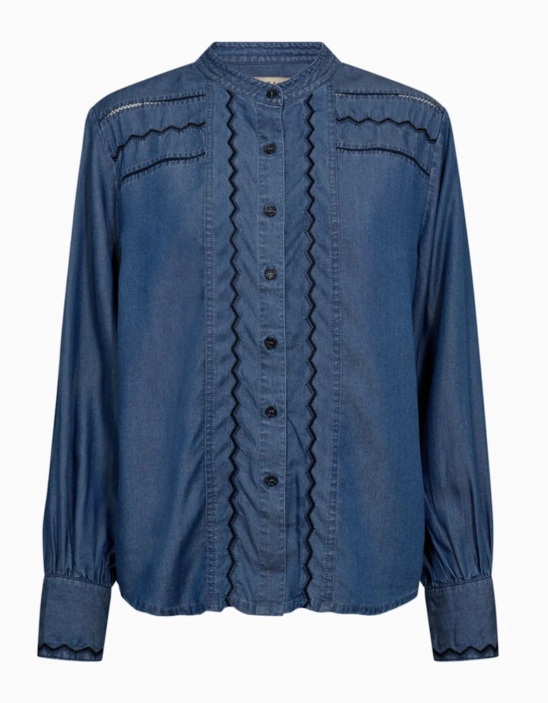 Celika Embroidered Denim Shirt - Mid Dark Denim