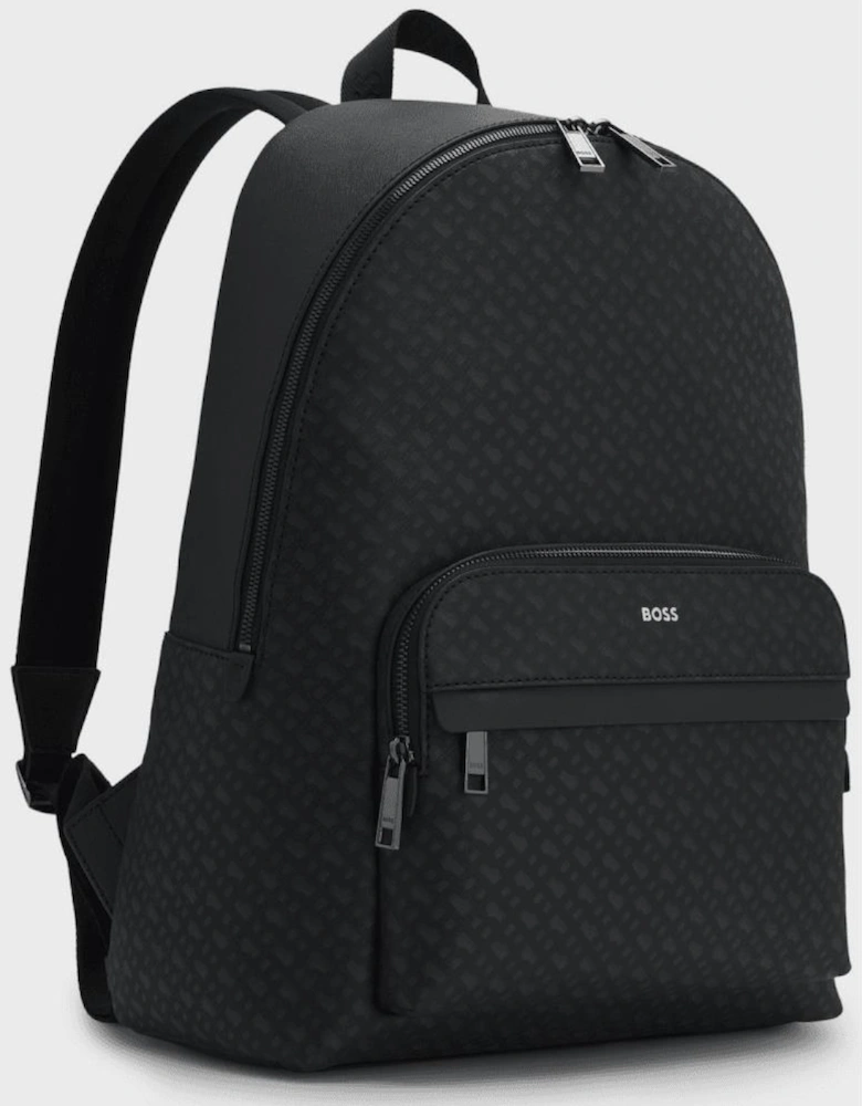 ZAIR Monogram Logo Black Regenerated Leather Backpack