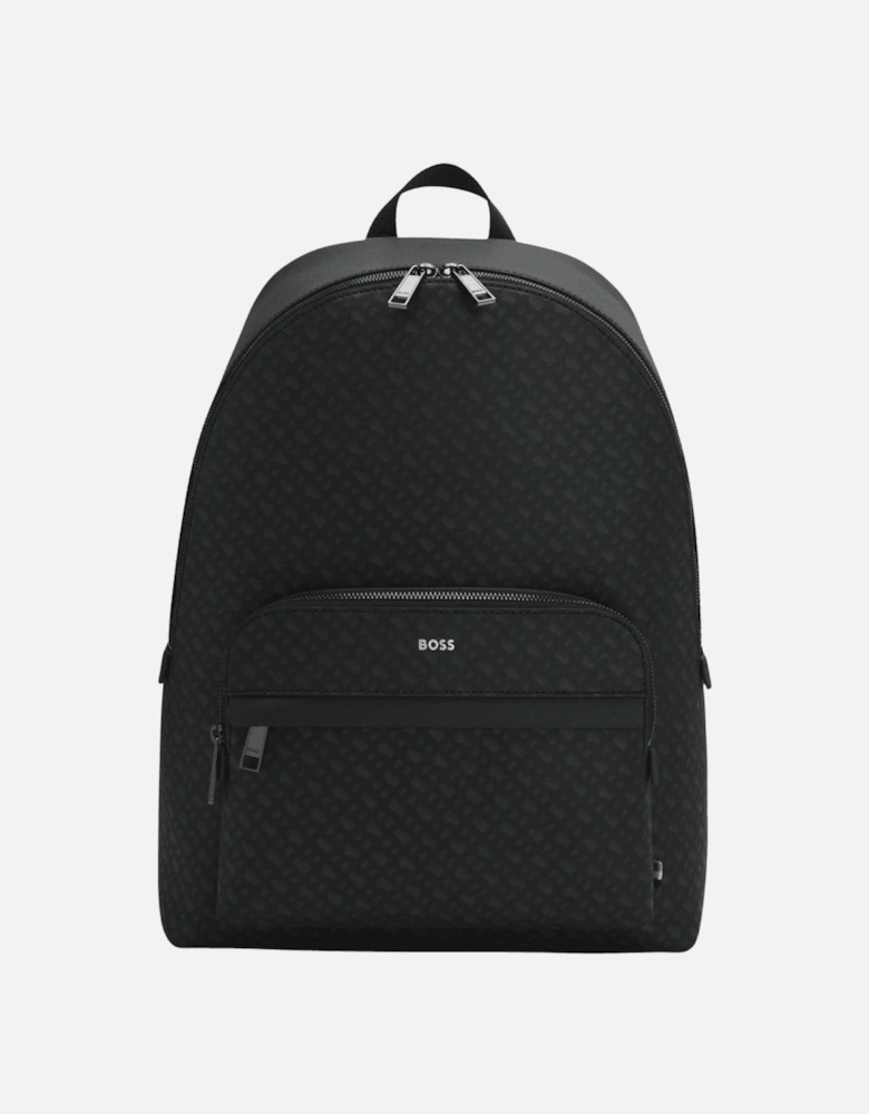 ZAIR Monogram Logo Black Regenerated Leather Backpack