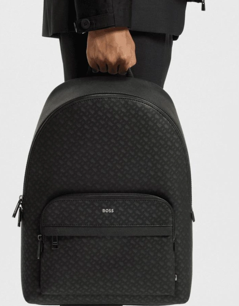 ZAIR Monogram Logo Black Regenerated Leather Backpack