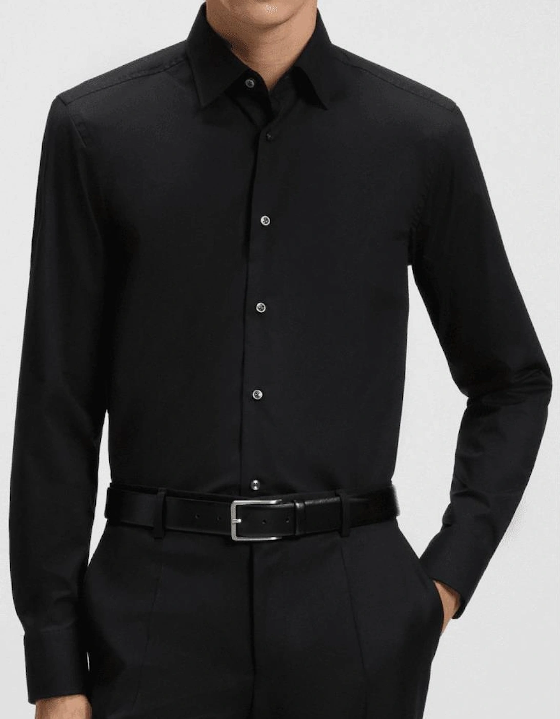 H-Hank Slim Fit Easy Iron Black Shirt