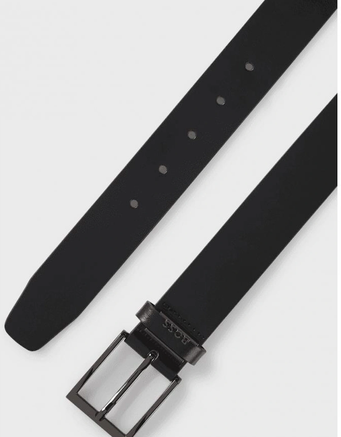 Cole Logo Buckle Black Leather Belt