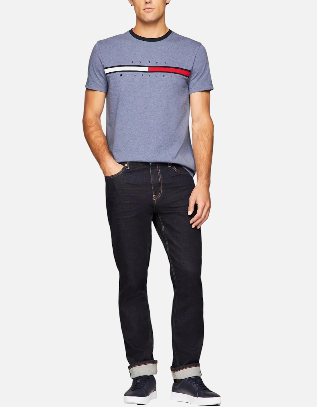 Mens T Shirts Crew Neck Signature Stripe Summer Cotton Tino Tee