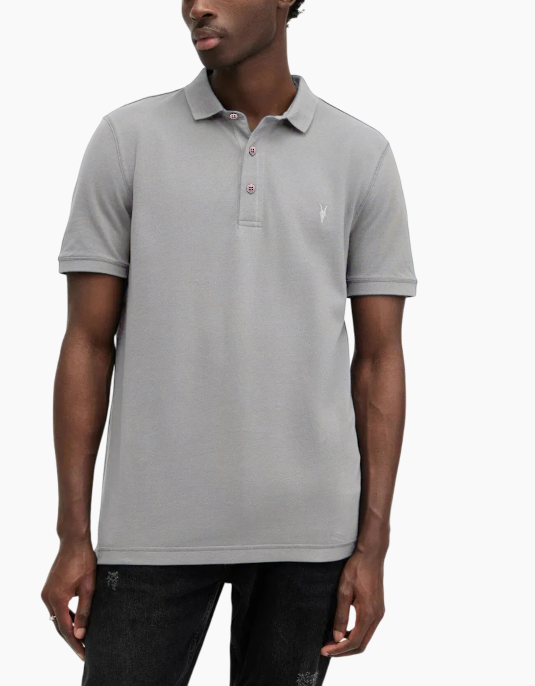 Allsaints Men's Grey All Saints Reform Polo Shirt Summer Cotton Top - Size: 38