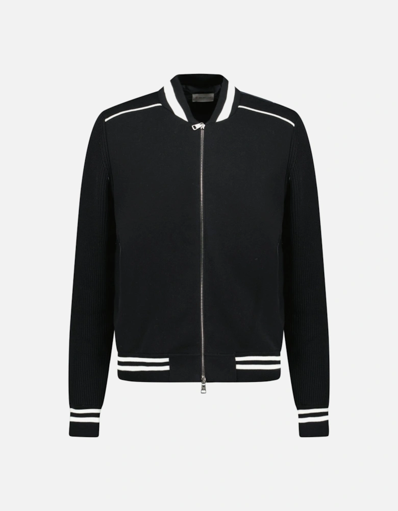 Padded Zip-Up Cardigan Jacket in Black
