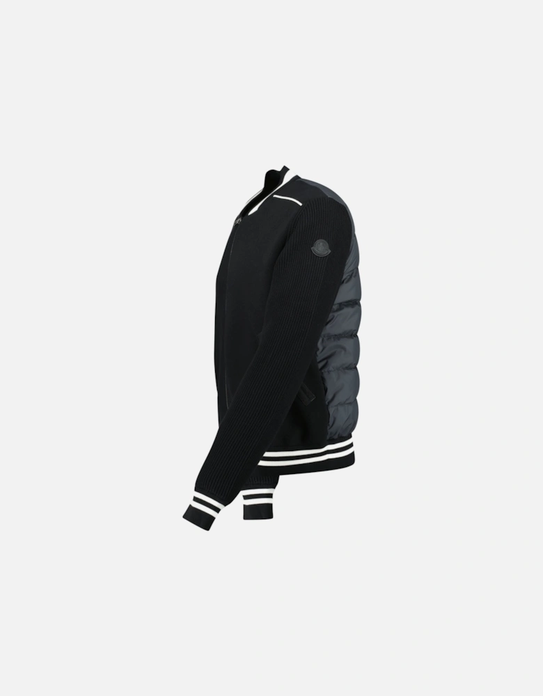 Padded Zip-Up Cardigan Jacket in Black