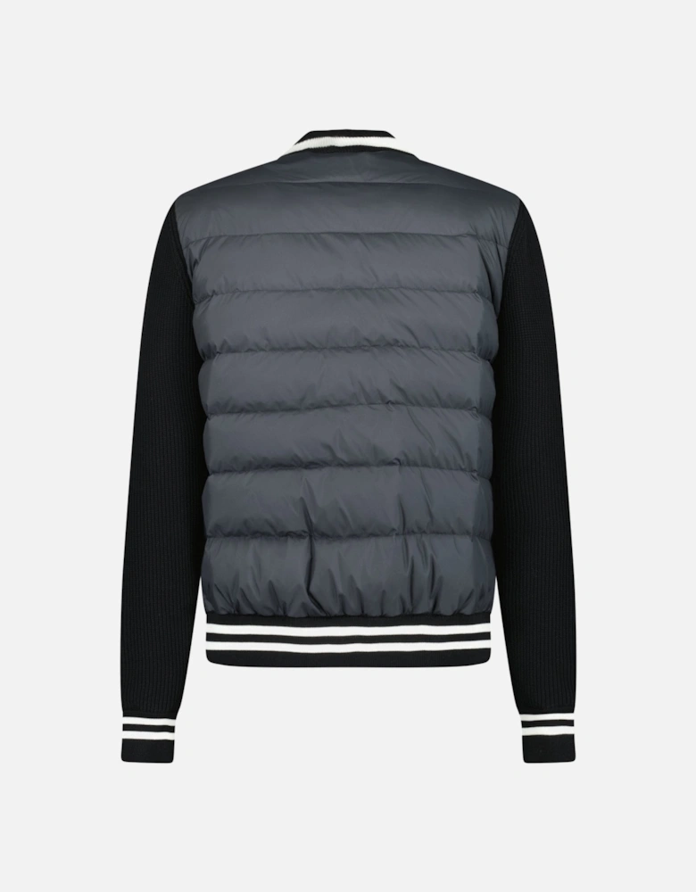 Padded Zip-Up Cardigan Jacket in Black