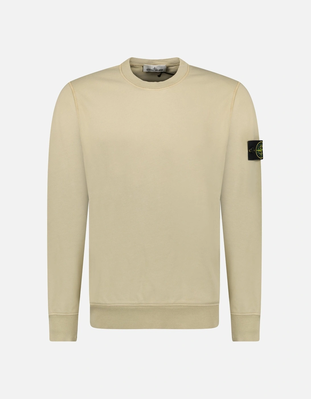 Men's Stone Island Ribbed Detailed Crewneck Sweatshirt Desert - Cream - Size: 40
