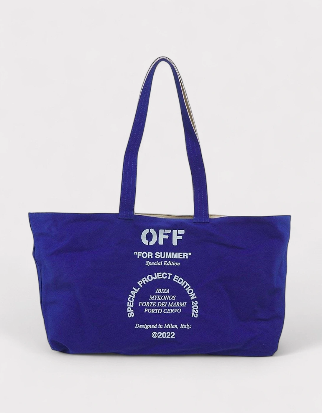 Reversible Tote Bag Beige Blue, 4 of 3