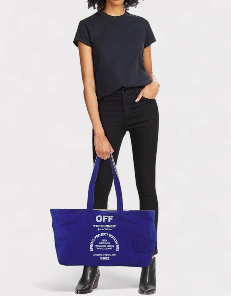 Reversible Tote Bag Beige Blue