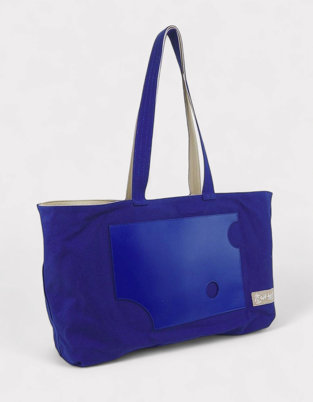 Reversible Tote Bag Beige Blue