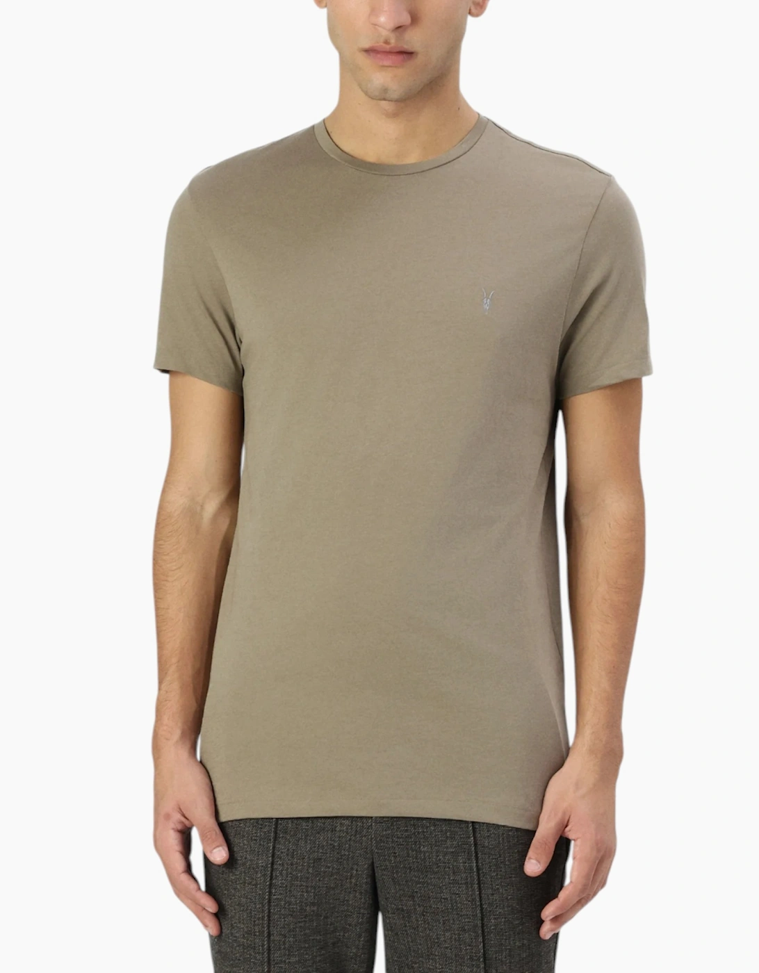 Allsaints Men's Tan All Saints T Shirts Tonic Crew Neck Short Sleeve Rumskull Plain Casual Tops - Size: 44