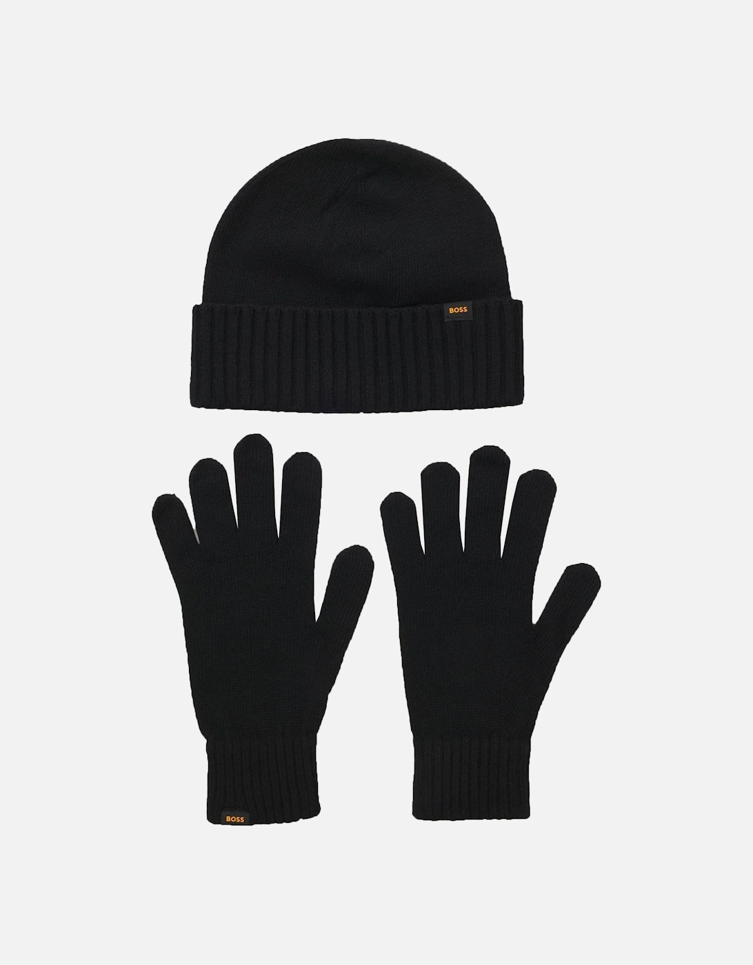 Men's Boss Orange Kalipso Knitted Hat and Gloves Set Black - Size: 1 size