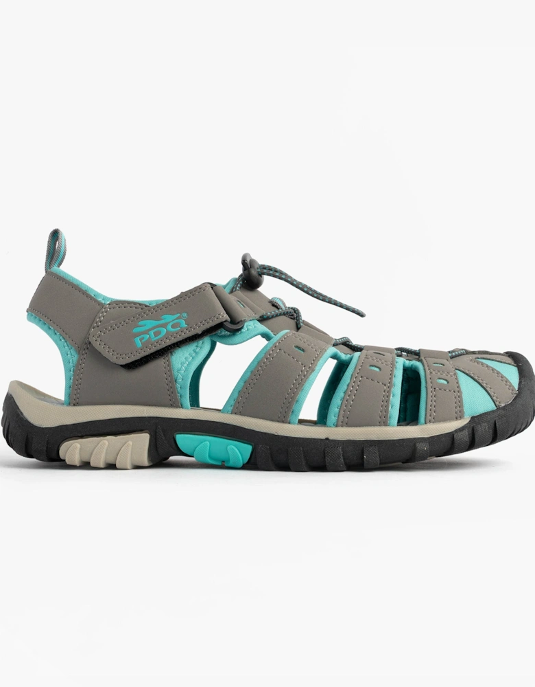 SASHA Womens Toggle & Velcro Summer Trail Sandals Grey/Mint