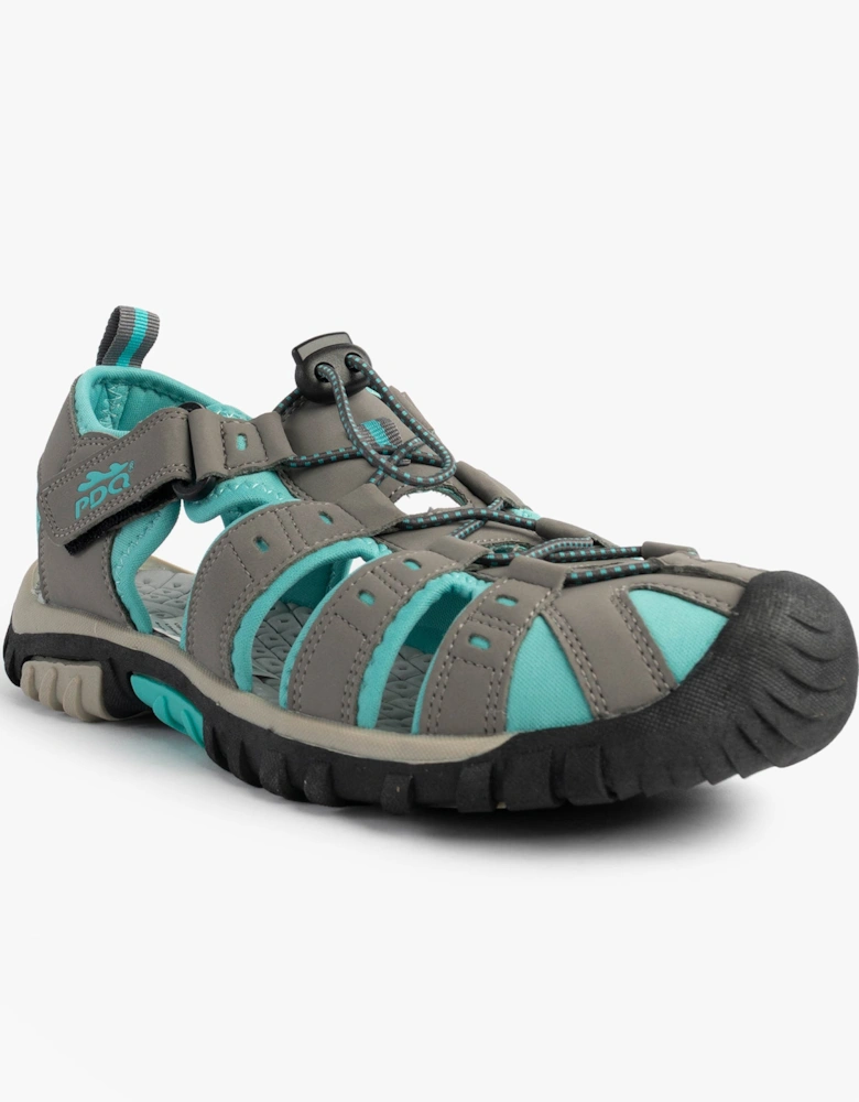 SASHA Womens Toggle & Velcro Summer Trail Sandals Grey/Mint