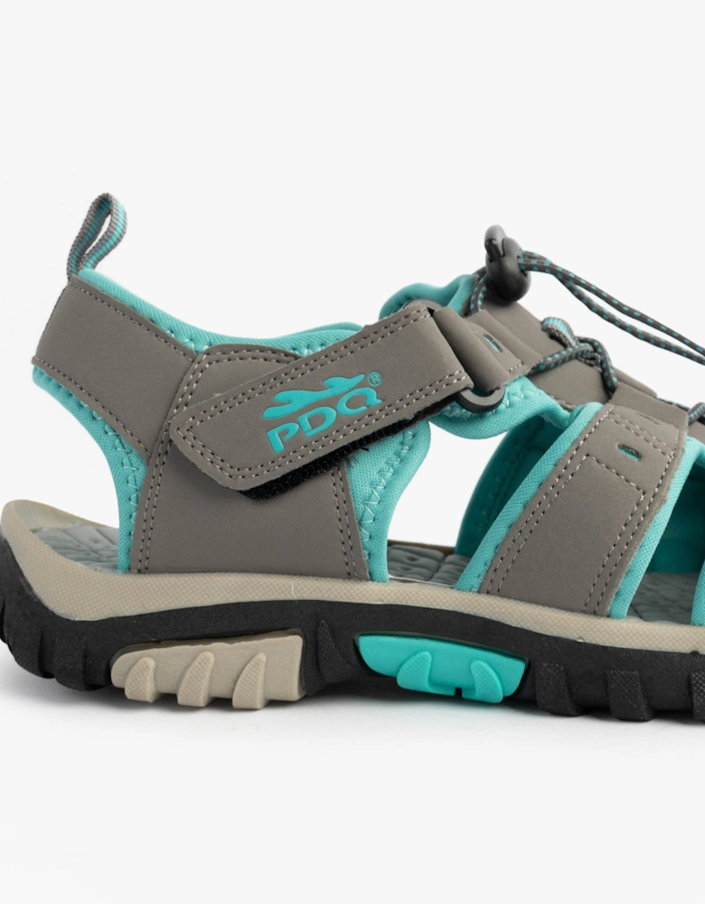 SASHA Womens Toggle & Velcro Summer Trail Sandals Grey/Mint
