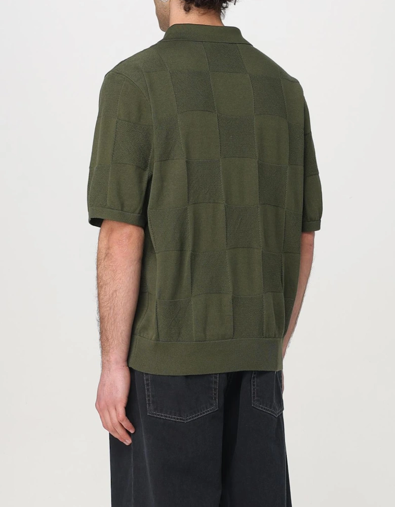 Knitted Polo Shirt Checkered Pattern