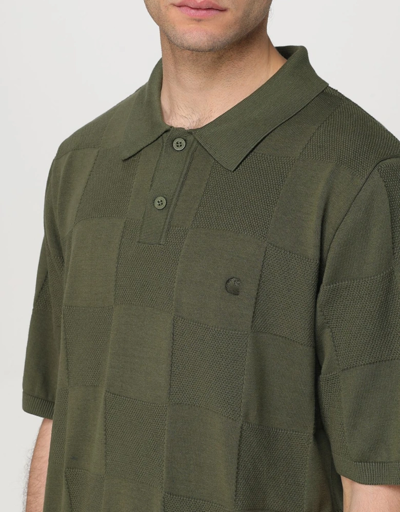 Knitted Polo Shirt Checkered Pattern