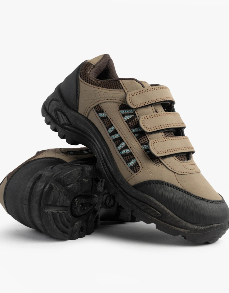 ASCEND Mens Triple Touch Fasten Padded Trail Shoes Khaki/Brown