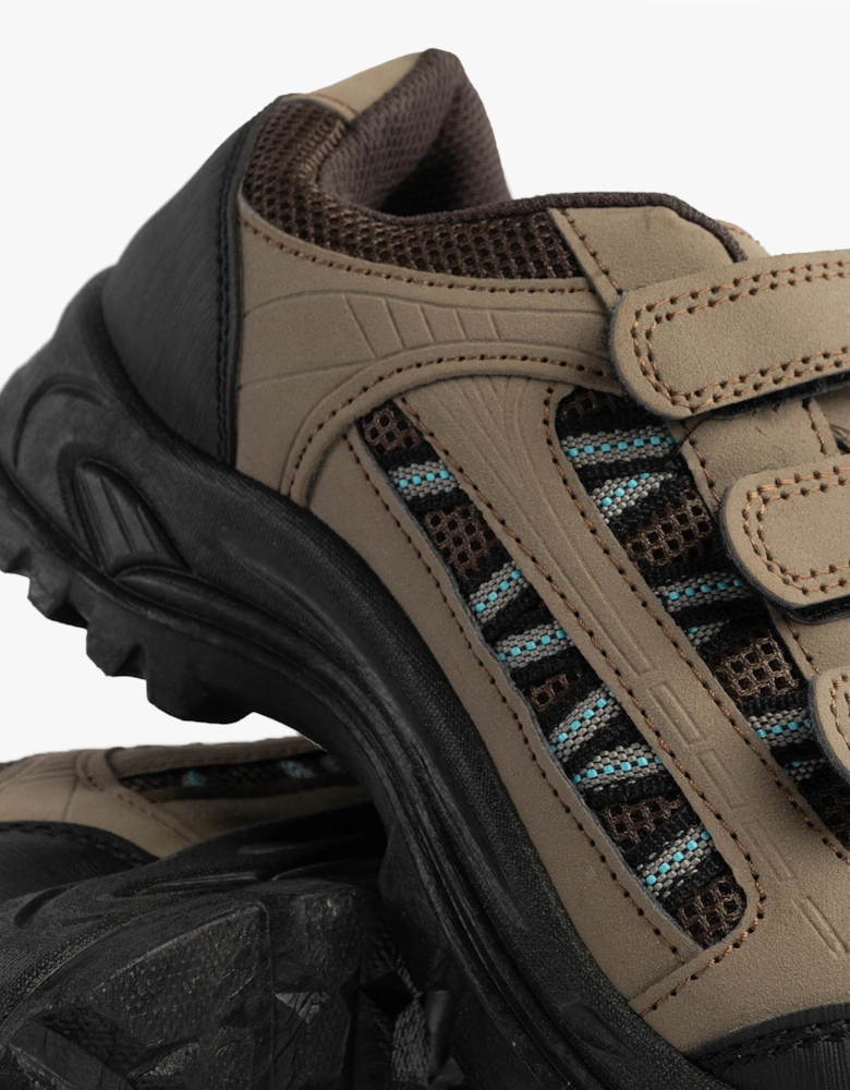 ASCEND Mens Triple Touch Fasten Padded Trail Shoes Khaki/Brown