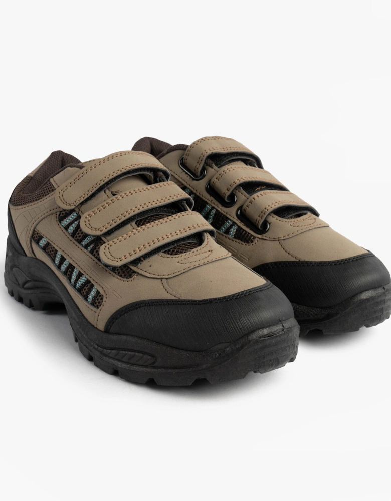 ASCEND Mens Triple Touch Fasten Padded Trail Shoes Khaki/Brown