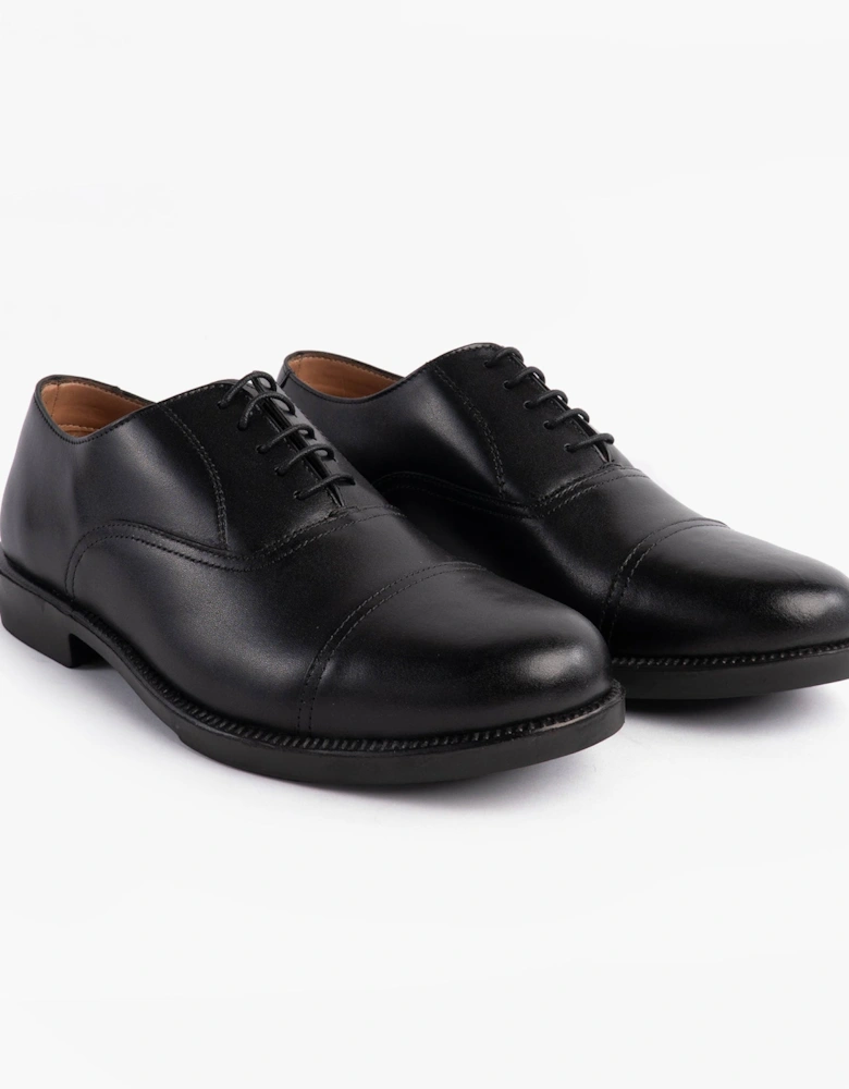 DUSTIN Mens Leather Oxford Cadet Shoes Black