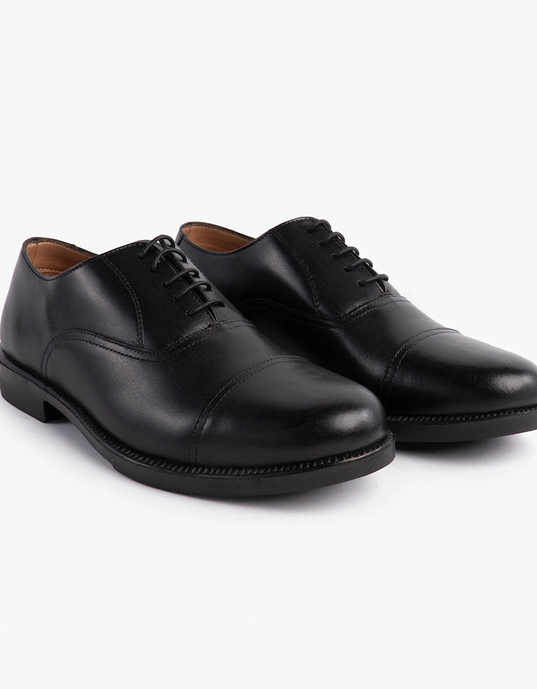 DUSTIN Mens Leather Oxford Cadet Shoes Black
