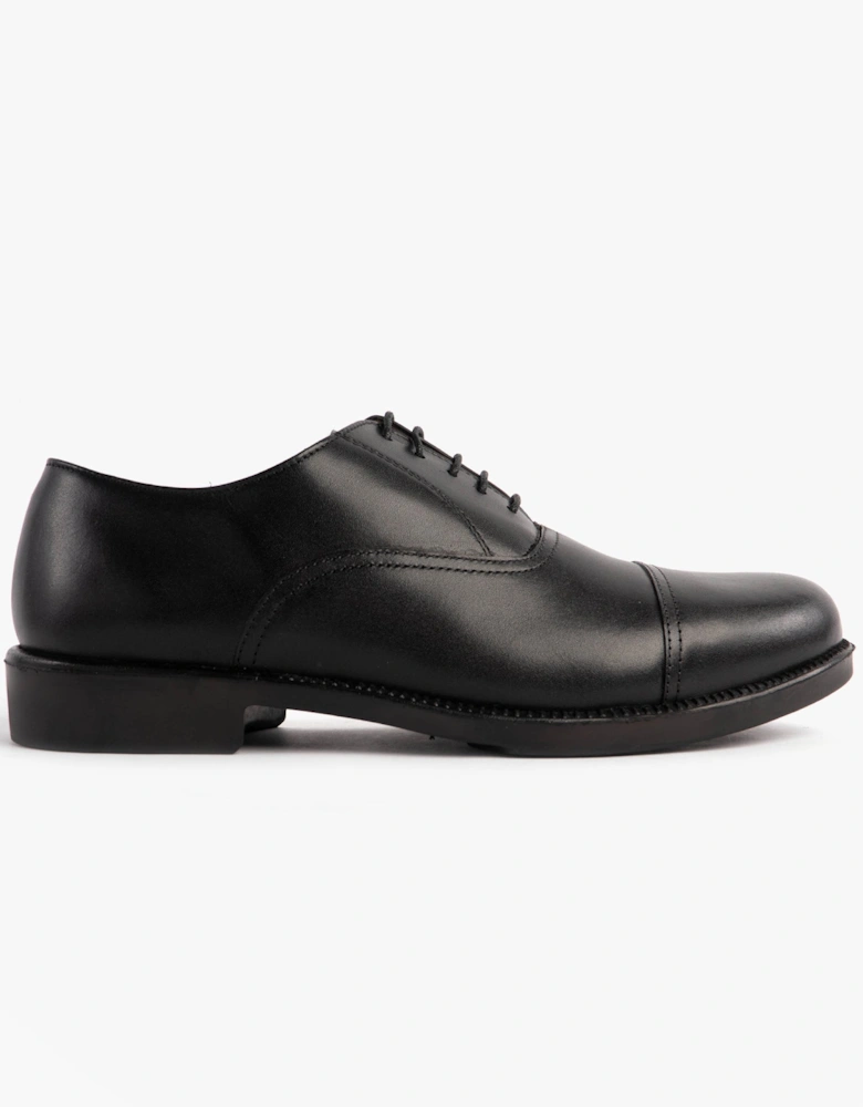 DUSTIN Mens Leather Oxford Cadet Shoes Black