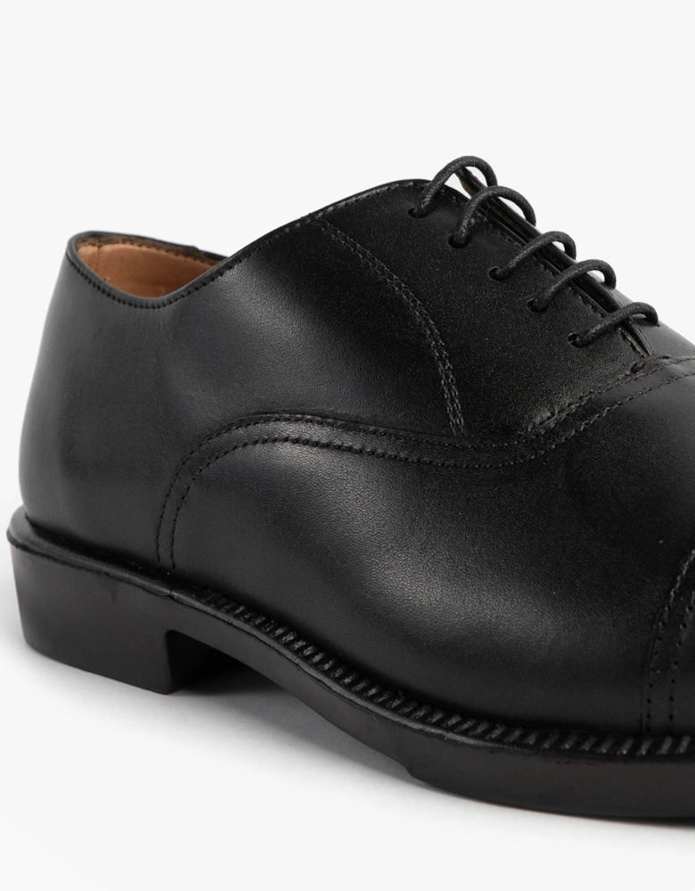 DUSTIN Mens Leather Oxford Cadet Shoes Black