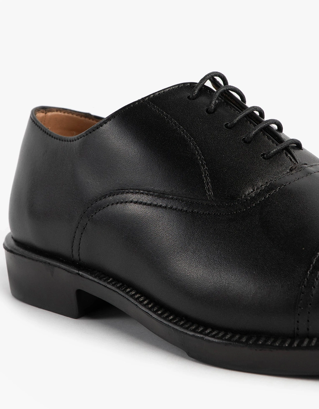 DUSTIN Mens Leather Oxford Cadet Shoes Black