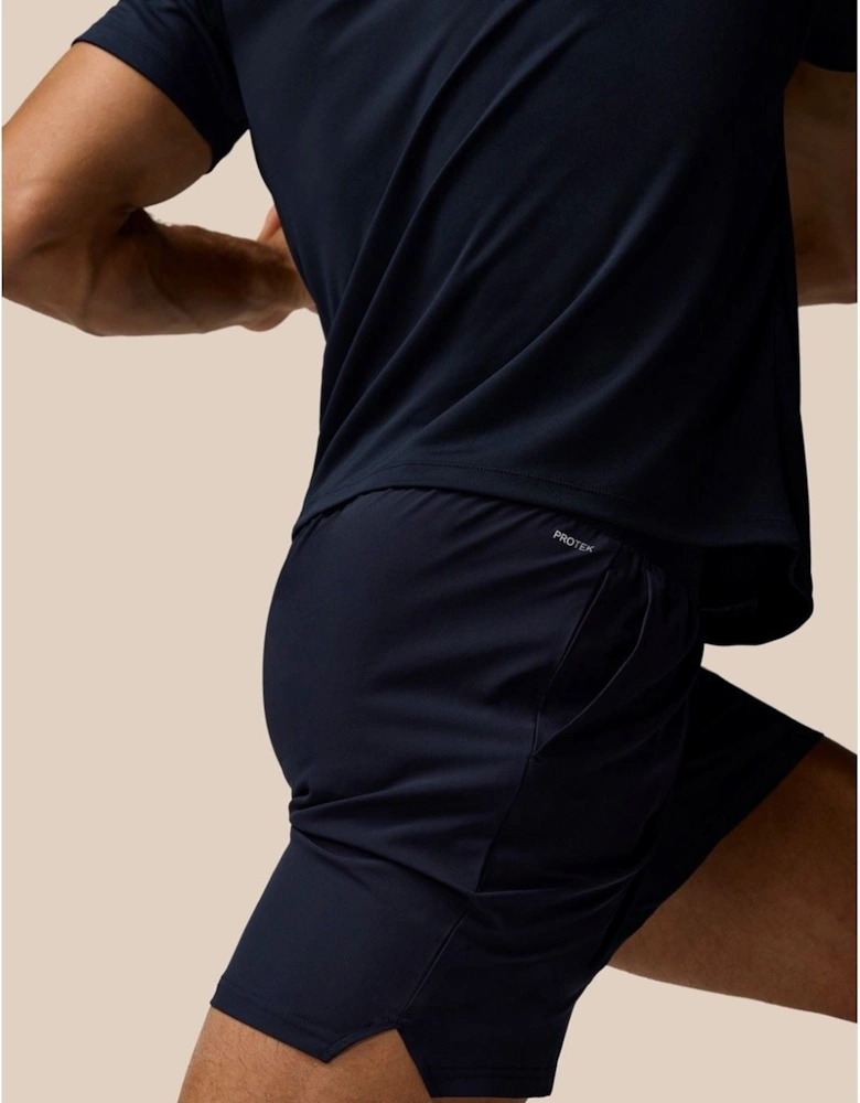 Branded Elastic Shorts Polyester Men's Blue Activewear Shorts