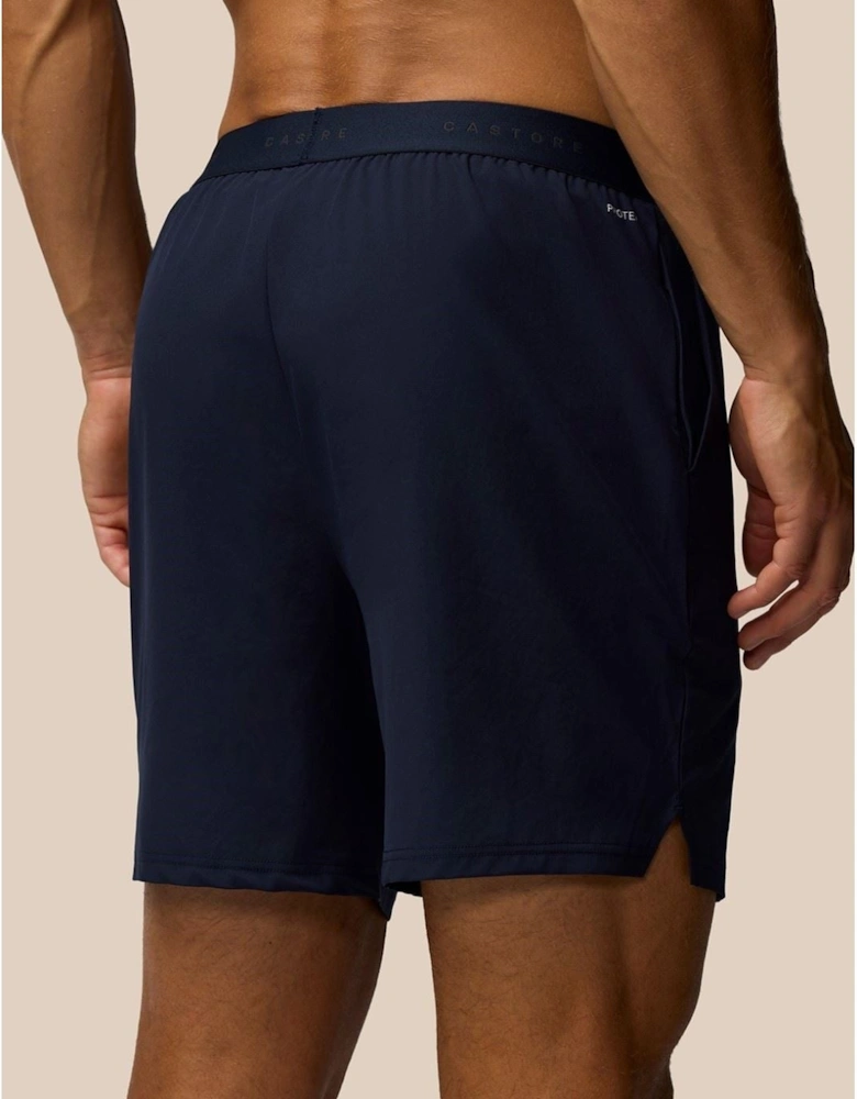 Branded Elastic Shorts Polyester Men's Blue Activewear Shorts