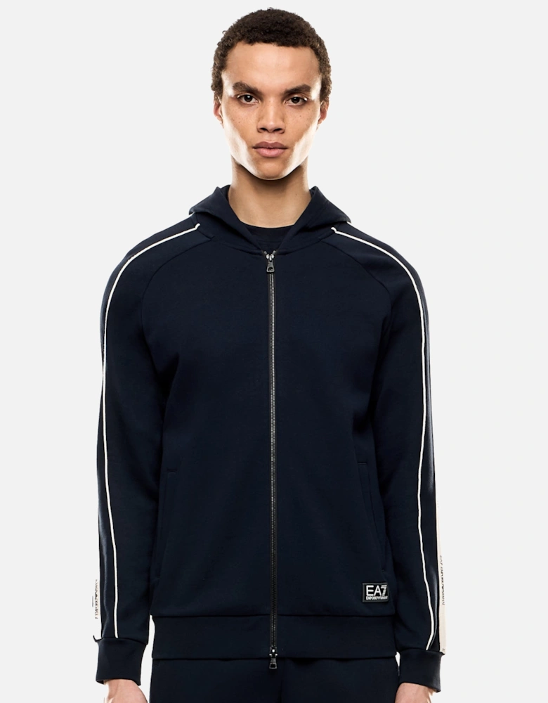 Emporio Armani Logo Series Tape Zip Hoodie Navy