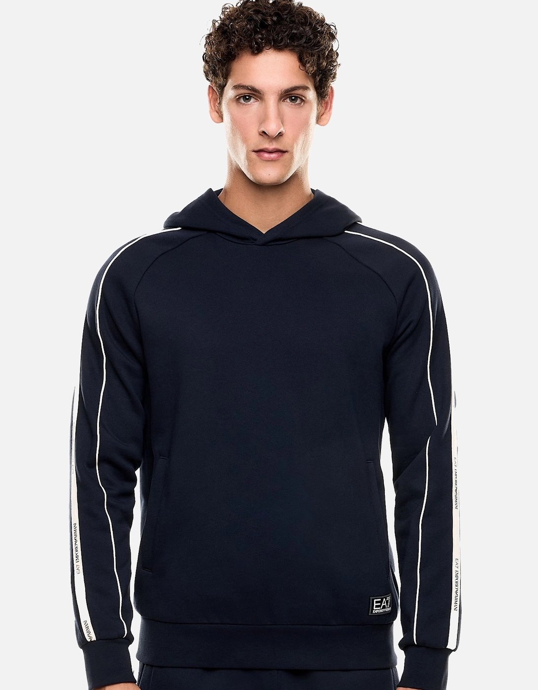 Emporio Armani Logo Series Tape Overhead Hoodie Navy