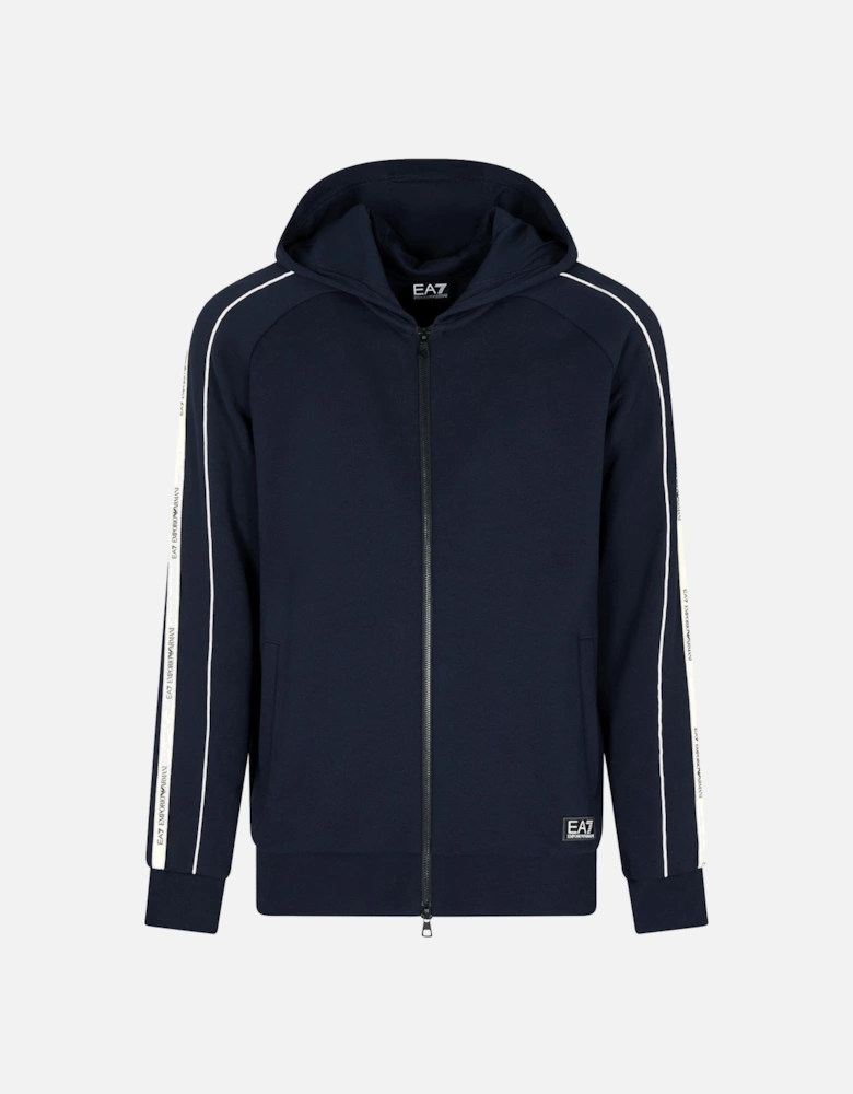 Emporio Armani Logo Series Tape Zip Hoodie Navy