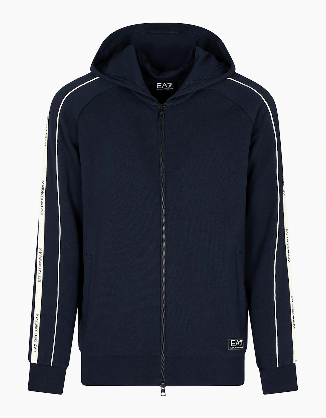 Men's EA7 Emporio Armani Logo Series Tape Zip Hoodie Navy - Size: 42