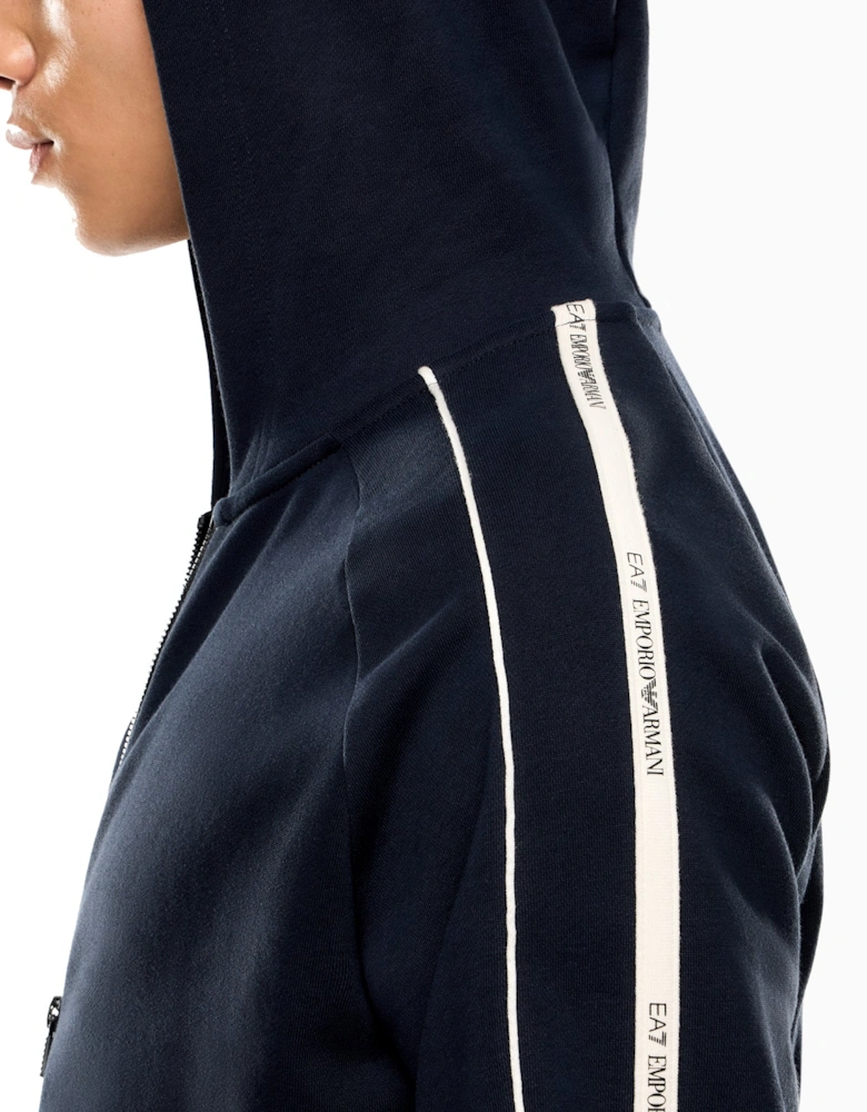 Emporio Armani Logo Series Tape Zip Hoodie Navy
