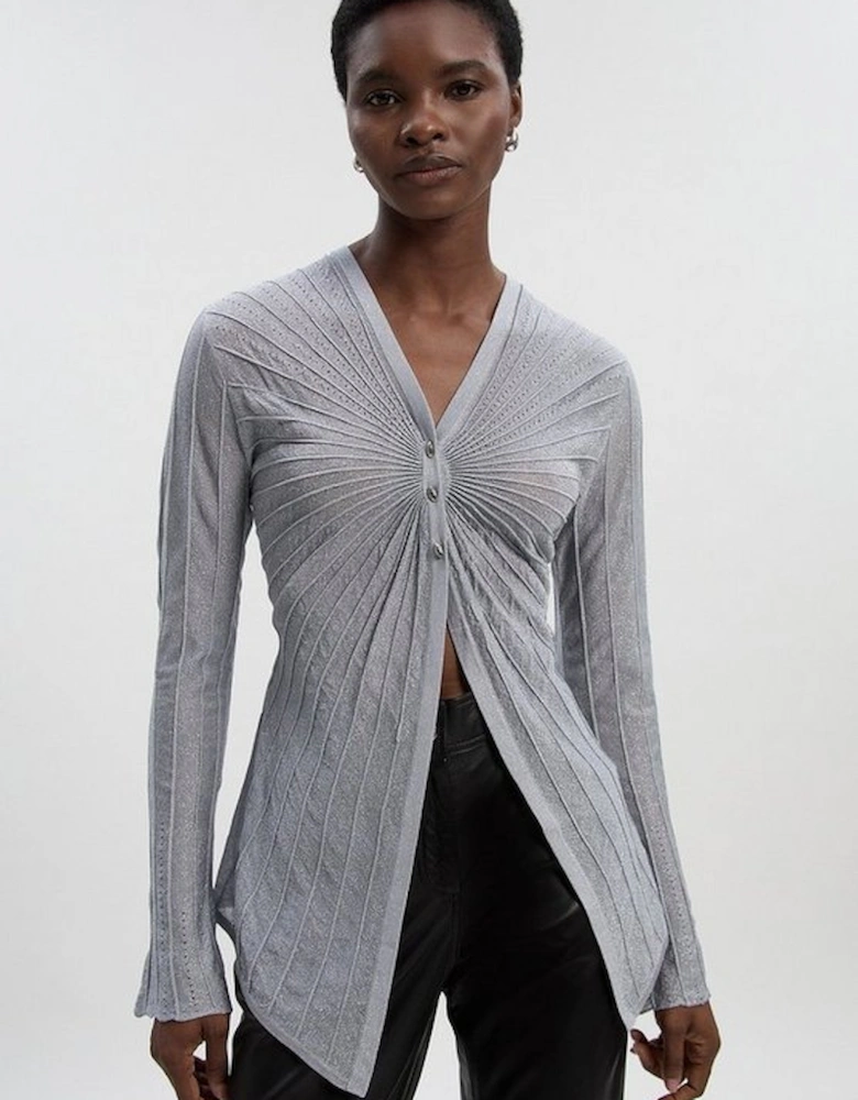 Sparkle Metallic Knitted Fitted Cardigan