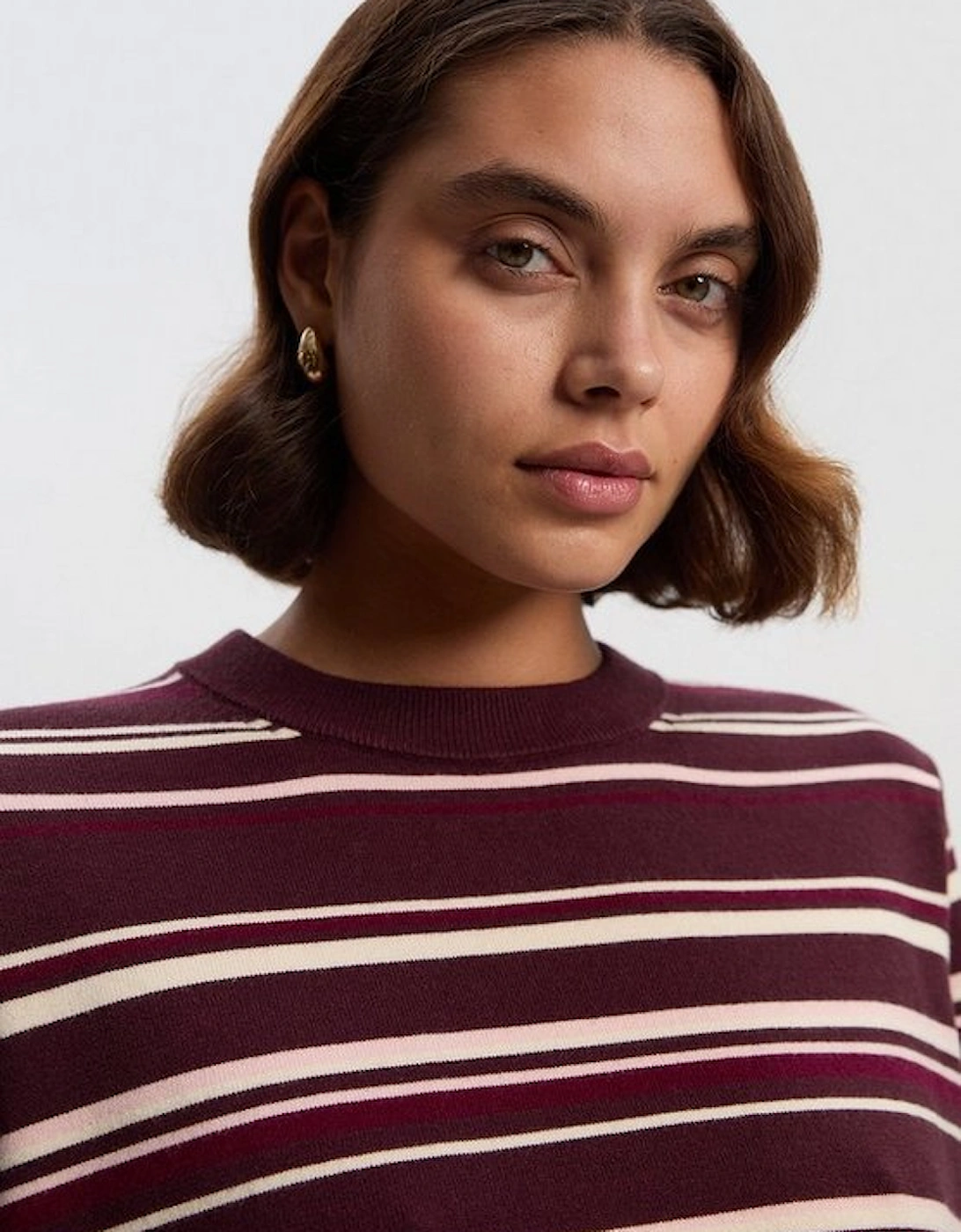 Stripe Viscose Blend Crew Neck Knit Top, 2 of 1