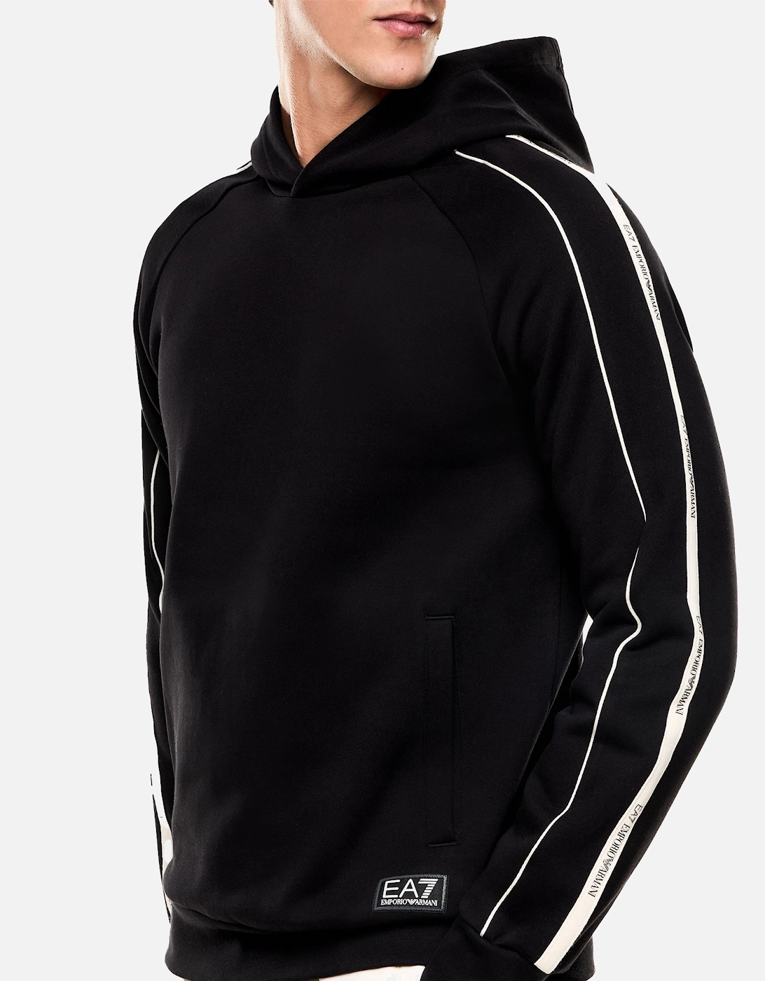 Emporio Armani Logo Series Tape Overhead Hoodie Black