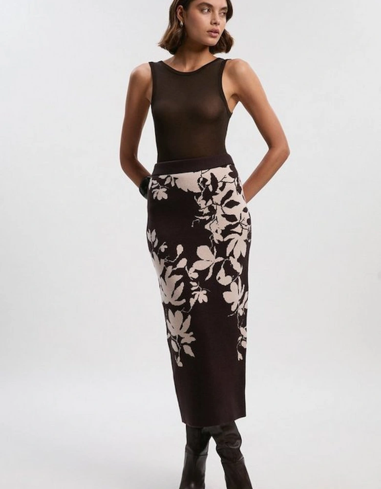 Jacquard Floral Knitted Skirt