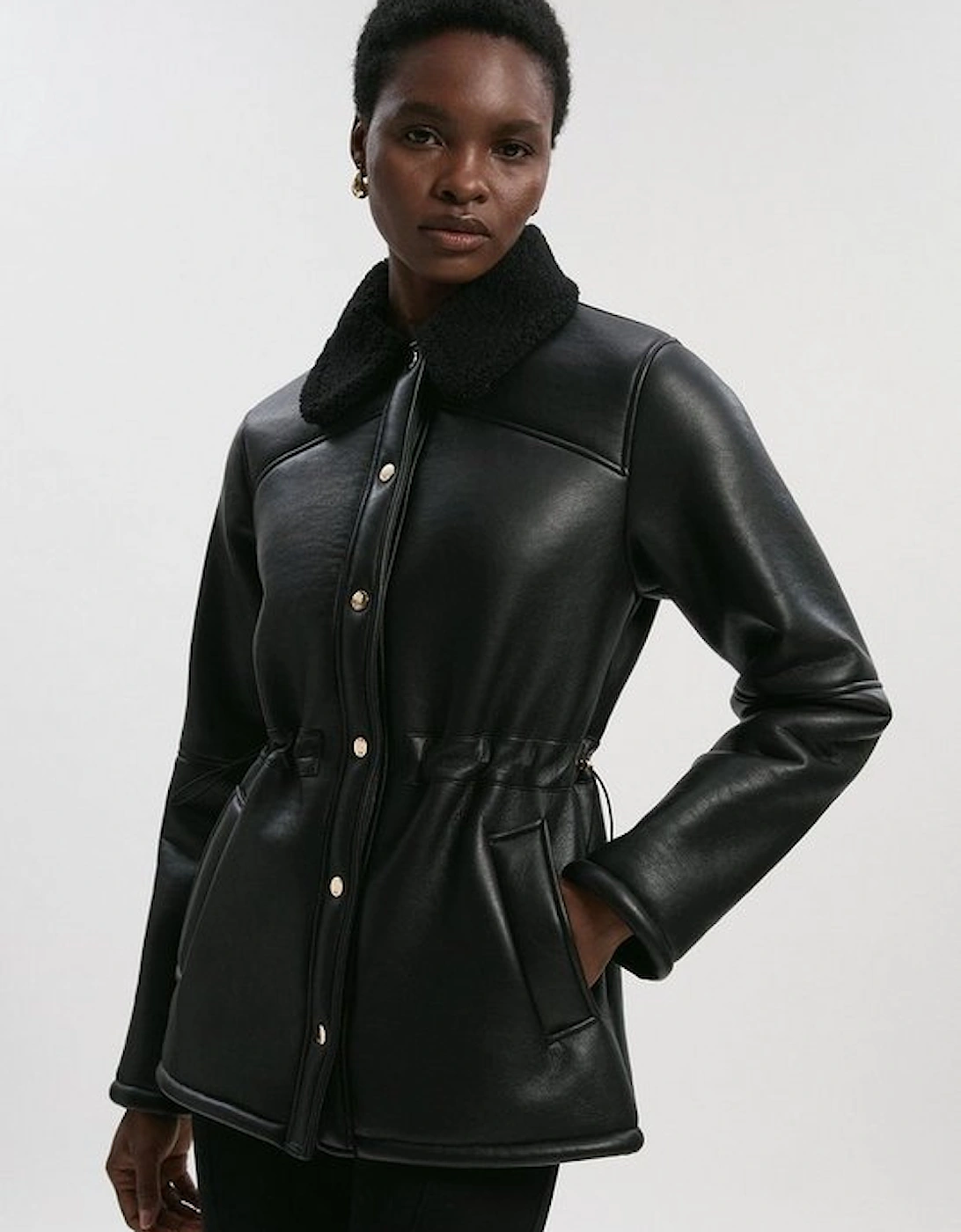 Faux Fur Collar Waisted Coat, 4 of 3