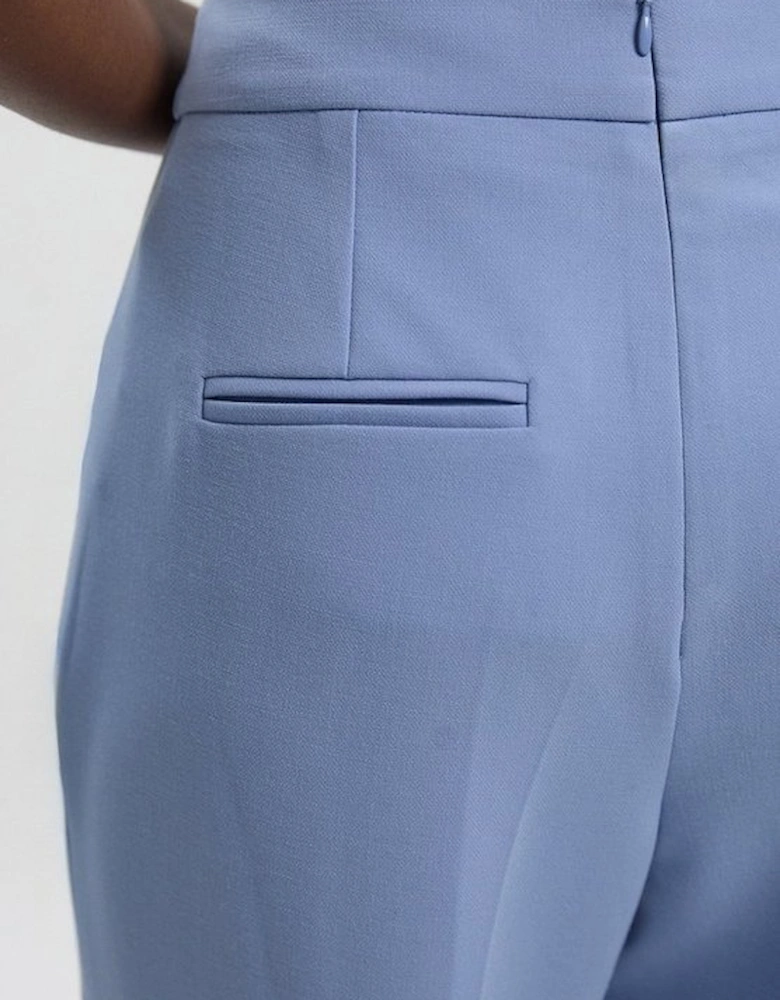 Petite Compact Stretch Essential Tailored High Waist Slim Leg Trouser