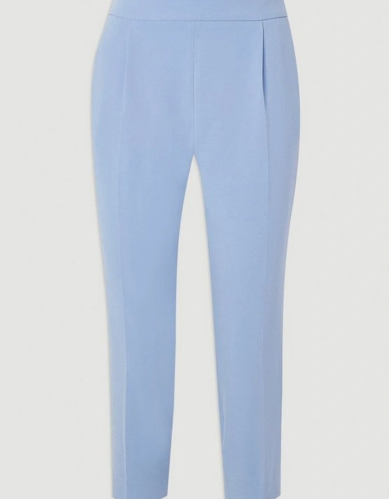 Petite Compact Stretch Essential Tailored High Waist Slim Leg Trouser