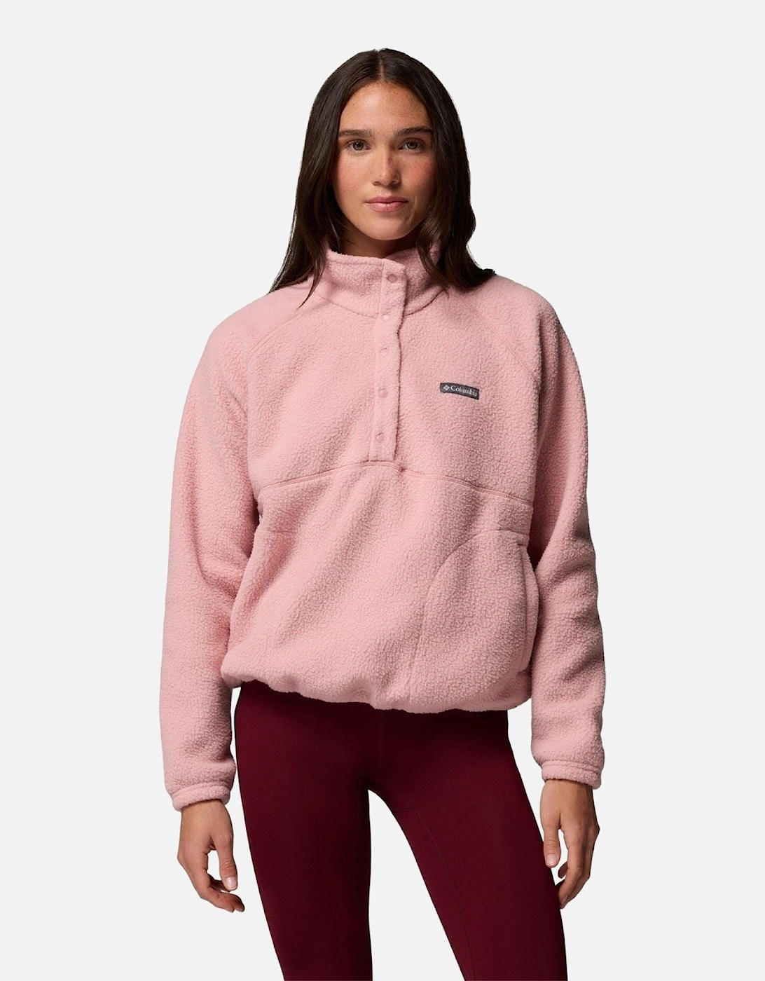 Jasper Ridge Pebbled Fleece Half Snap Polyester Women's Red Pullover, 8 of 7