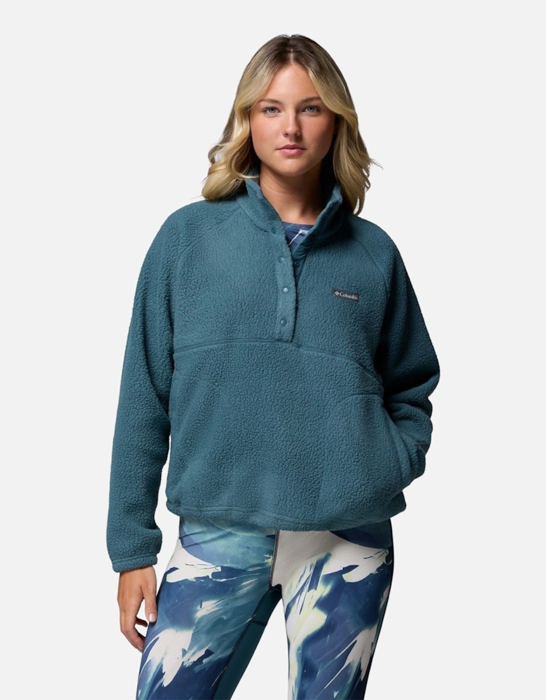 Jasper Ridge Pebbled Fleece Half Snap Polyester Women's Blue Pullover