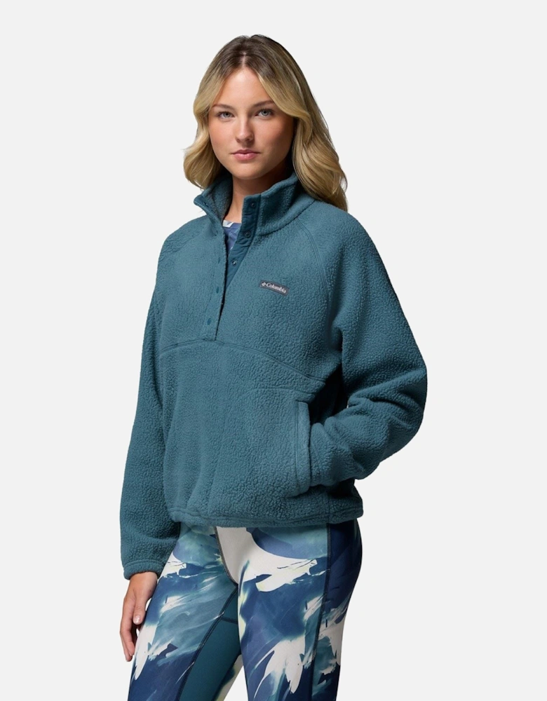 Jasper Ridge Pebbled Fleece Half Snap Polyester Women's Blue Pullover